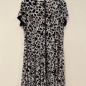 Navy and White Circle Print Dress